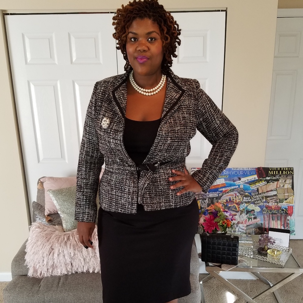 Banana Republic Size L Tweed Blazer (Blush Burgund